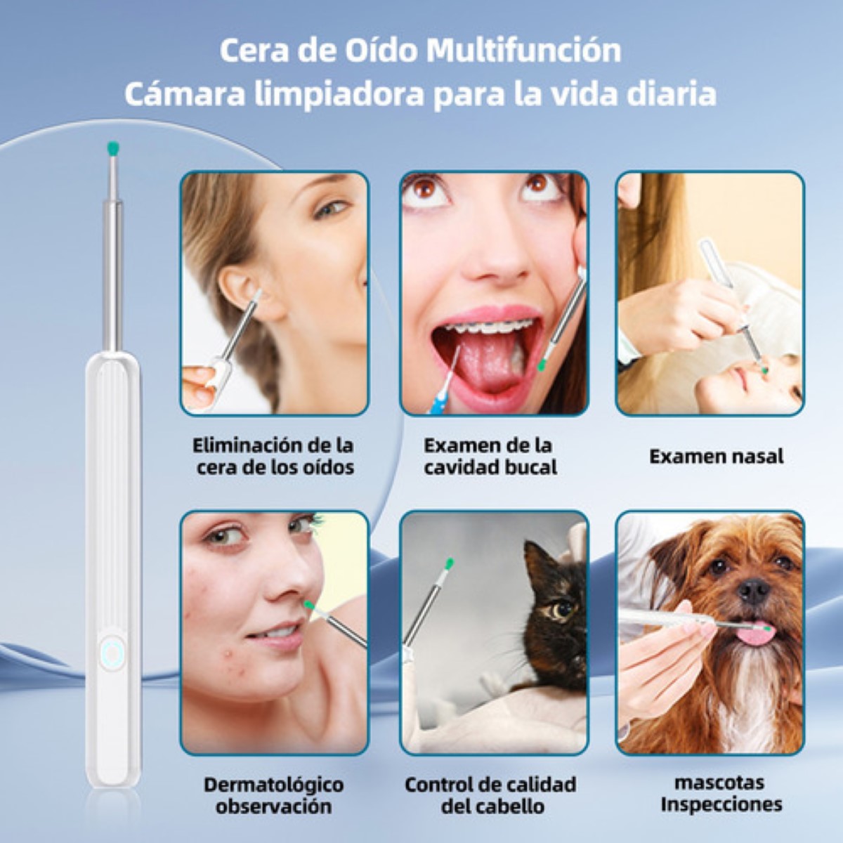 Limpiador Oídos Espiral Con Cámara Endoscopio, Quita Cerilla blanco negro