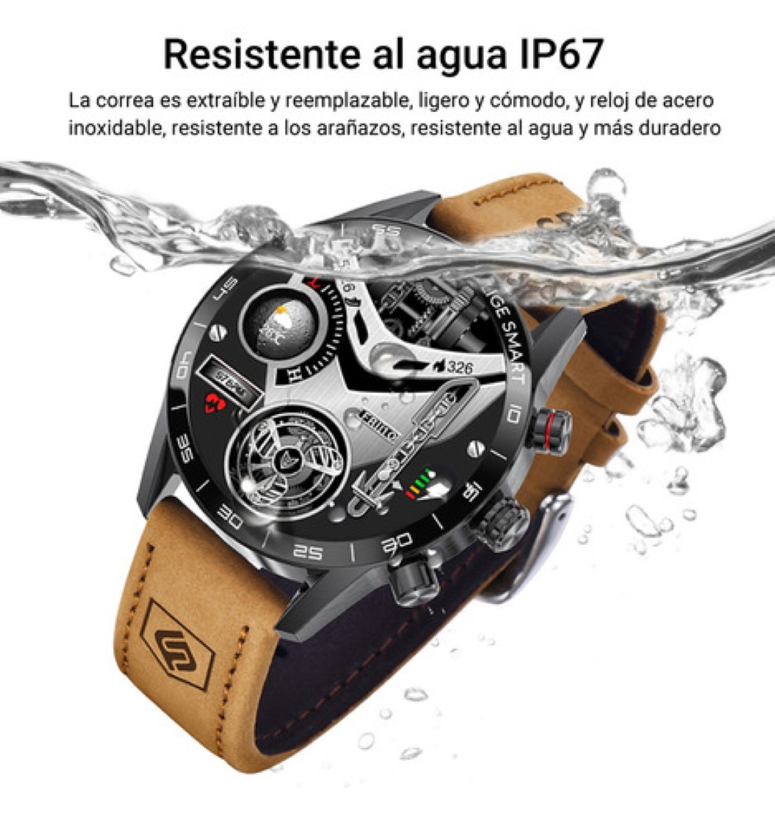 Reloj Inteligente Para Hombre Smartwatch Bluetooth negro cafe