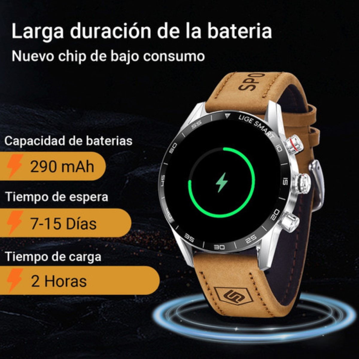 Reloj Inteligente Para Hombre Smartwatch Bluetooth gris cafe