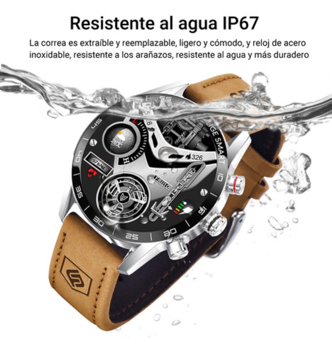 Reloj Inteligente Para Hombre Smartwatch Bluetooth gris cafe
