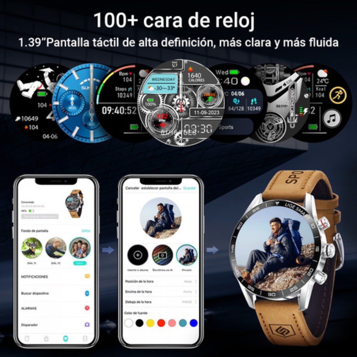 Reloj Inteligente Para Hombre Smartwatch Bluetooth gris cafe