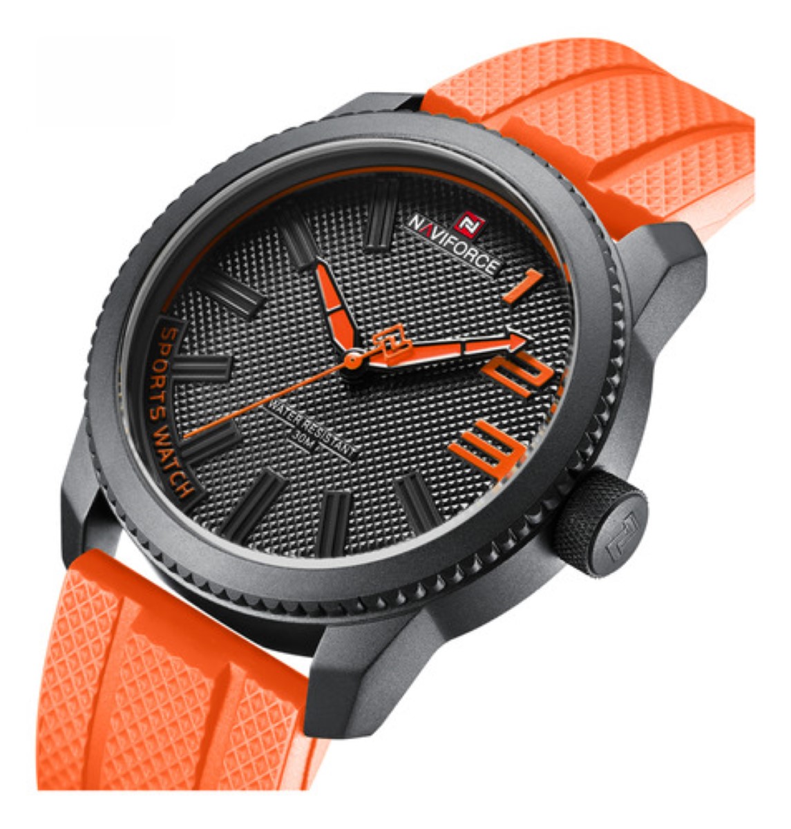 Reloj Deportivo Impermeable De Silicona Para Hombre naranja negro