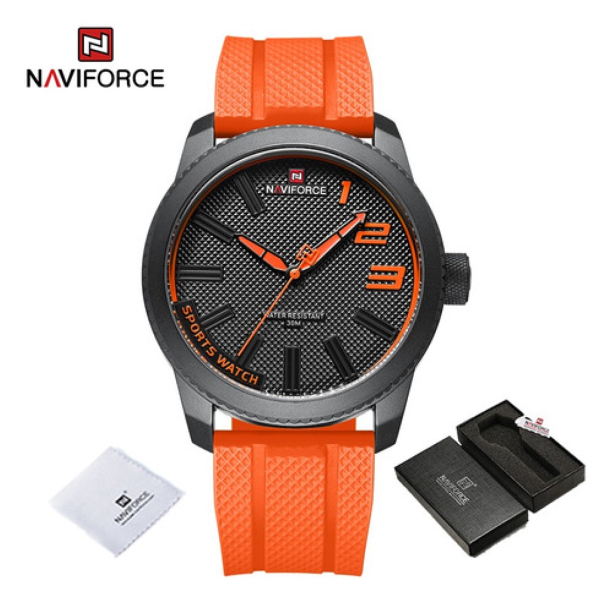 Reloj Deportivo Impermeable De Silicona Para Hombre naranja negro