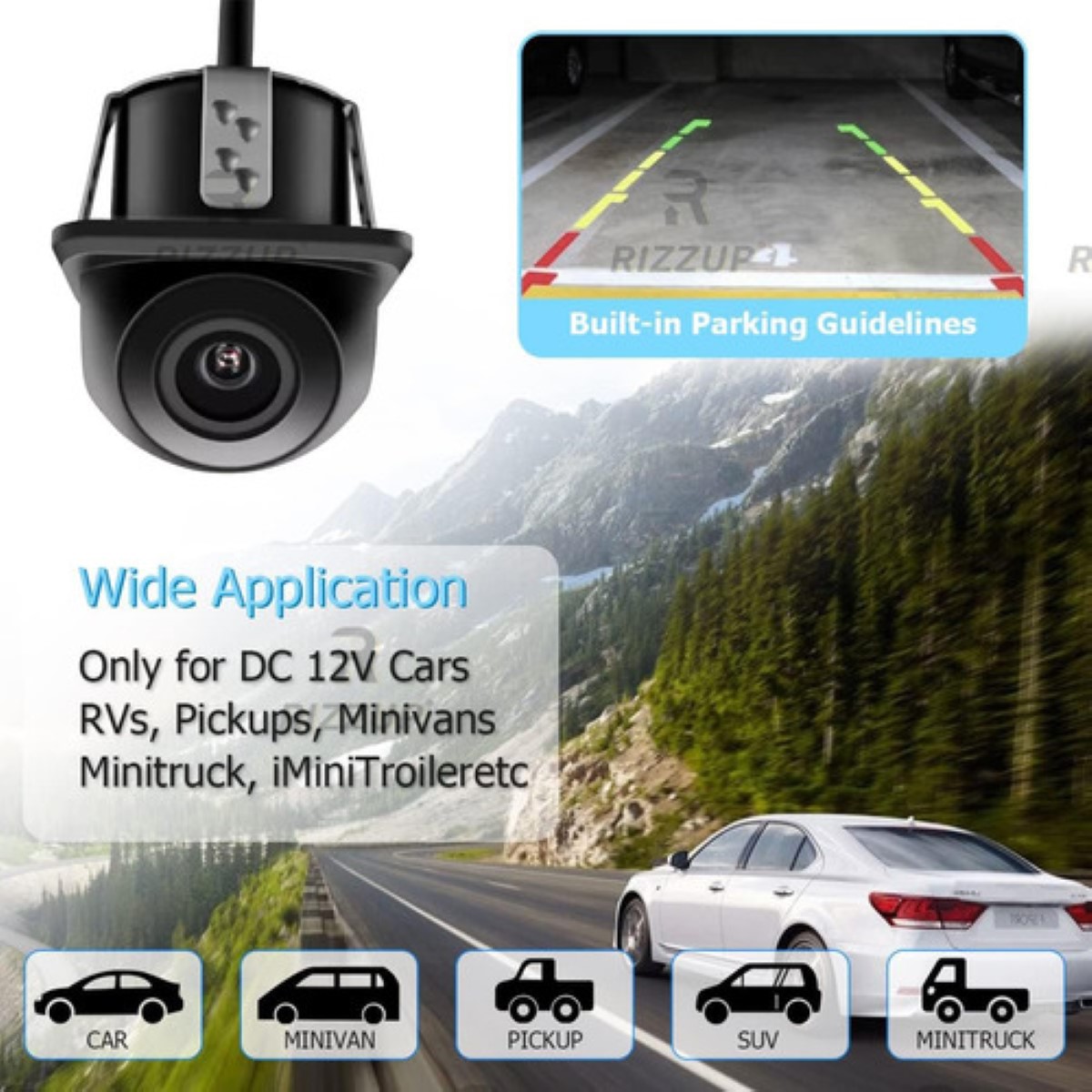 Camara De Reversa Universal Impermeable Accesorios 170° Hd negro