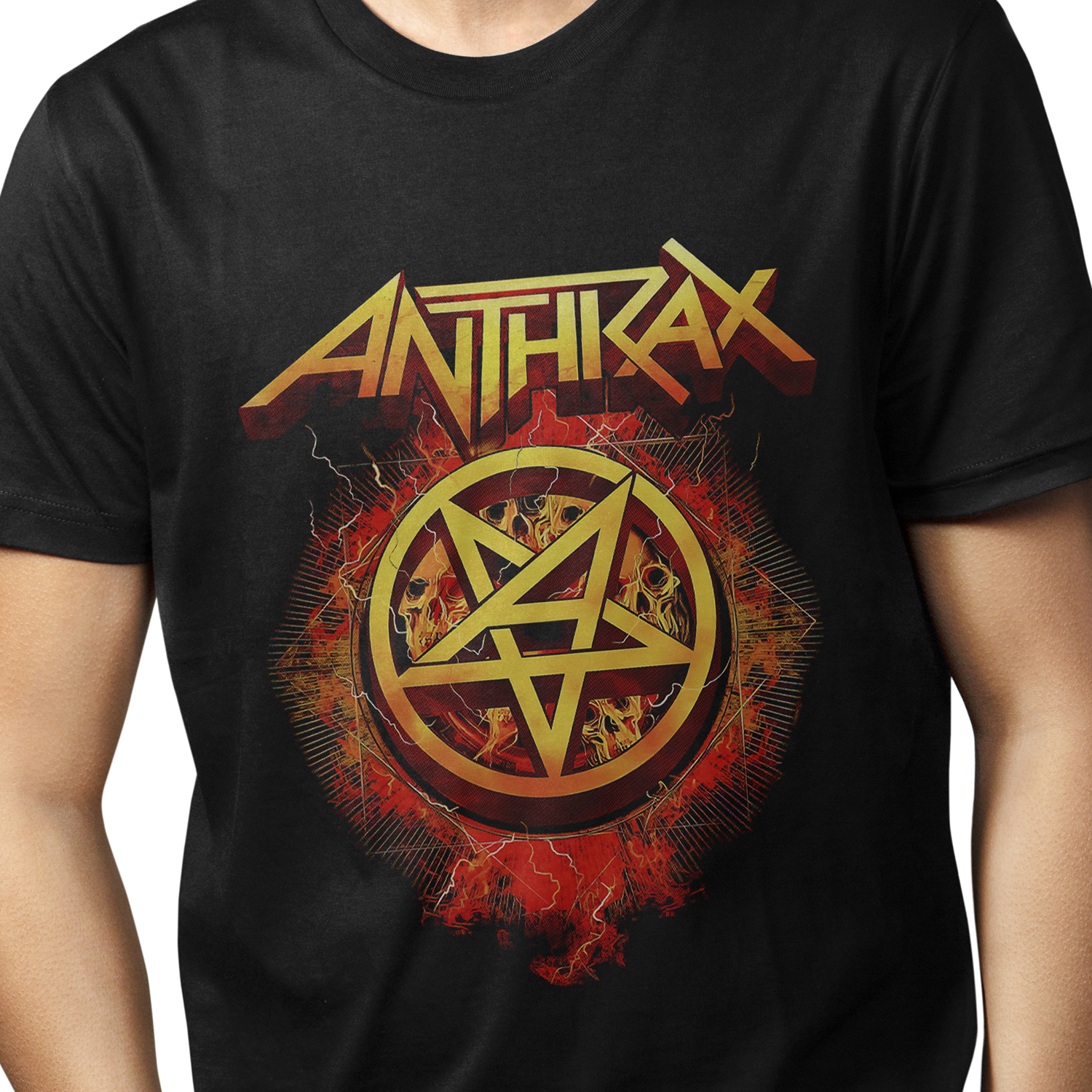 Playera para hombre Anthrax: Pentagrama de Fuego Metal XOLO