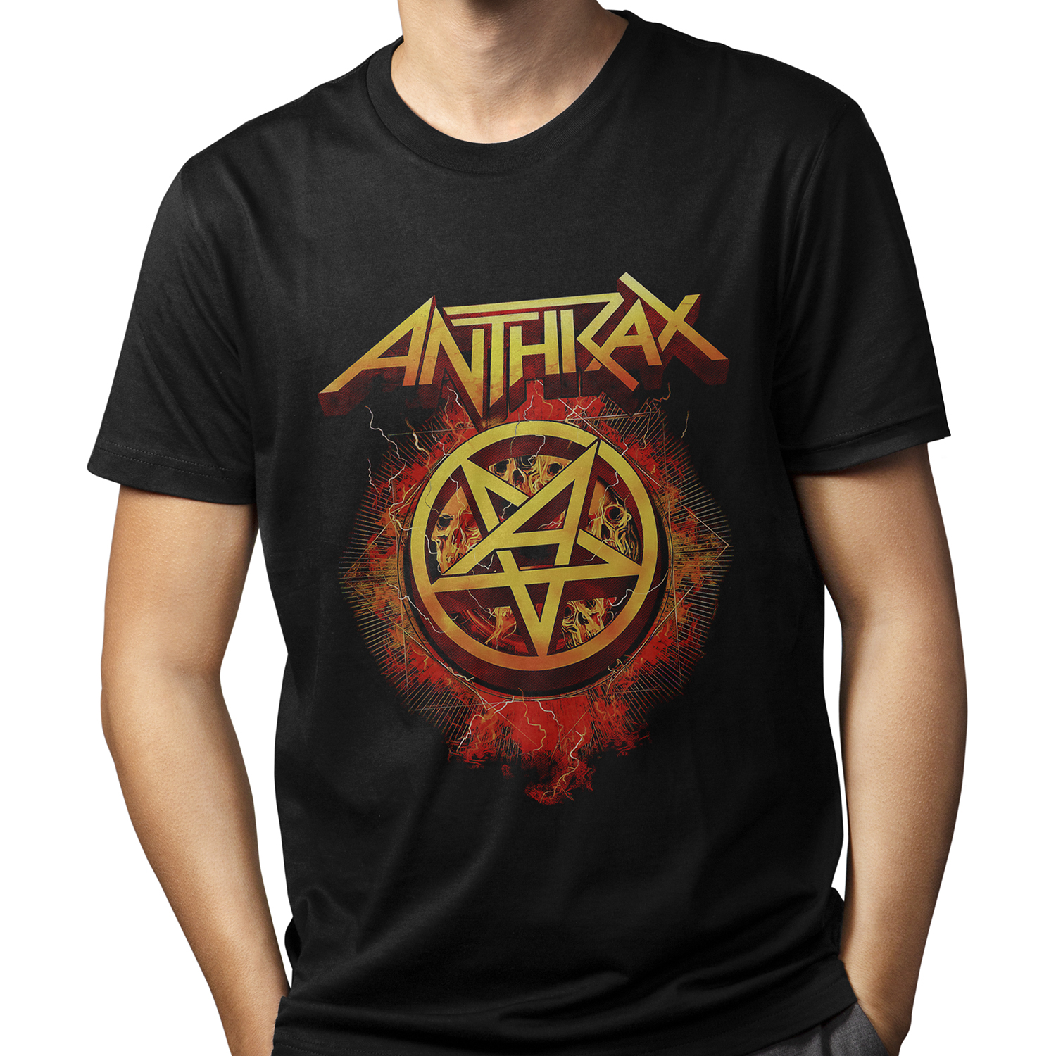 Playera para hombre Anthrax: Pentagrama de Fuego Metal XOLO