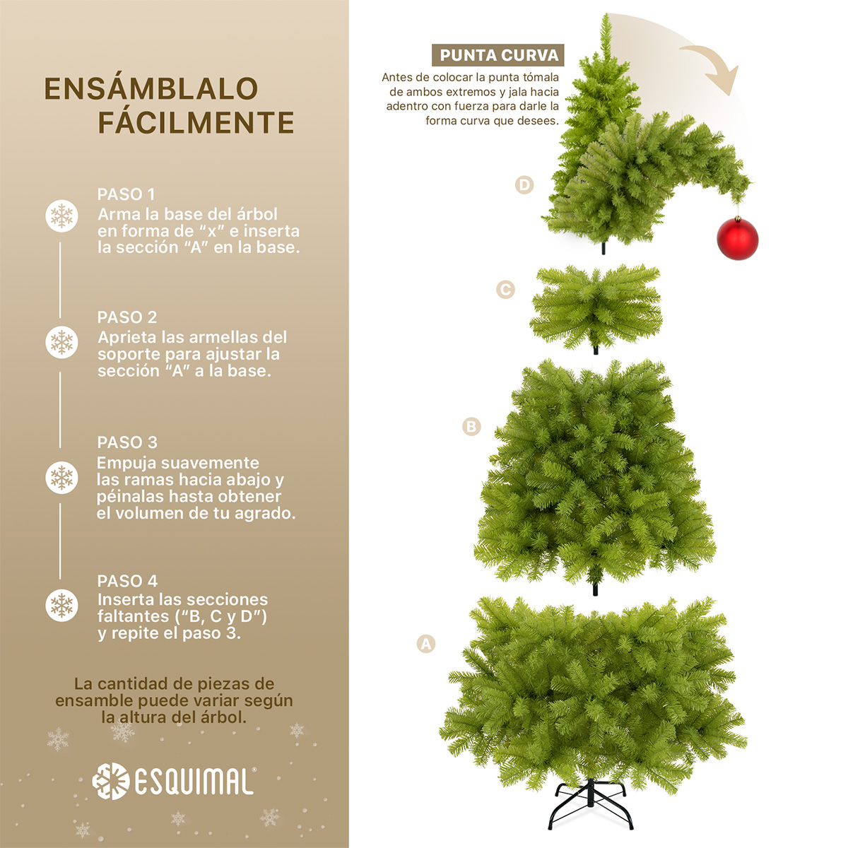 Árbol de Navidad Gorro de Santa con Punta Flexible + Esferas 2.1 Verde para ESQUIMAL