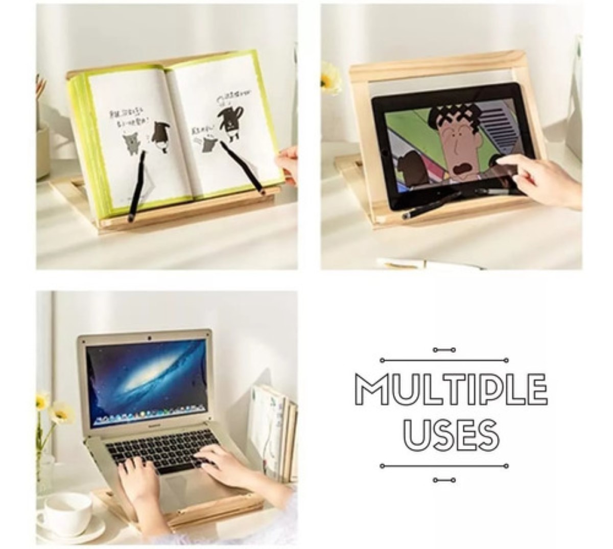 Soporte Portalibros Atril Biblia Libros Lectura iPad Kindle cafe claro