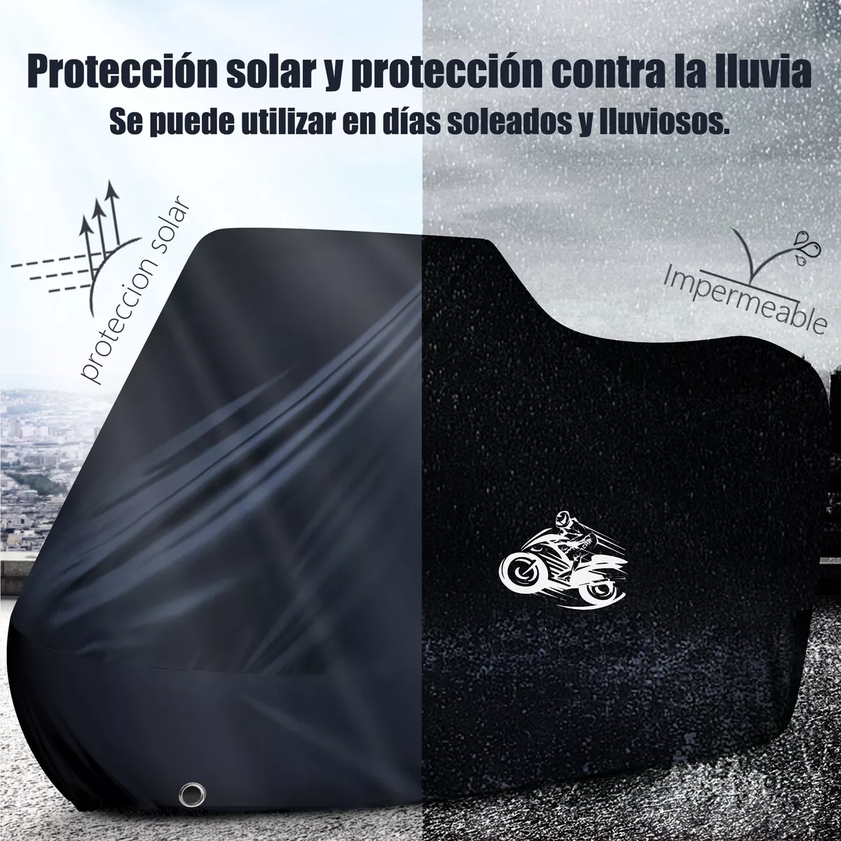 Funda Motocicleta Impermeab Grueso Cubiertas Para Moto Negro