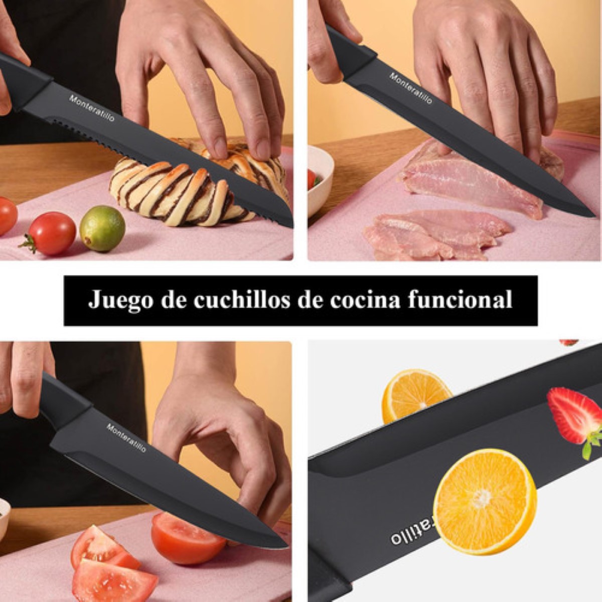 Monteratillo Set: Cuchillos Y Utensilios De Cocina 39 Pzas negro