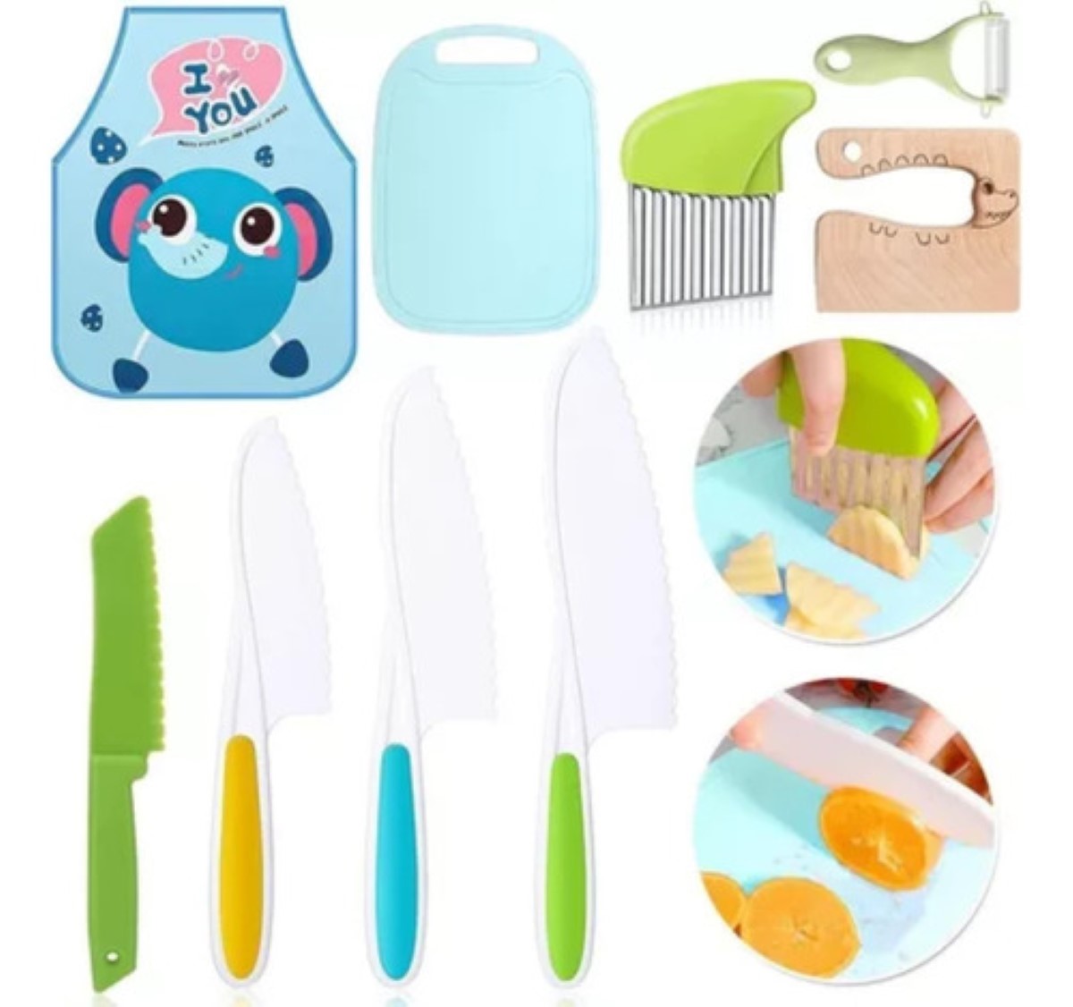 Cuchillos Seguros Para Niños Pequeños De Frutas Para Cocinar azul colores