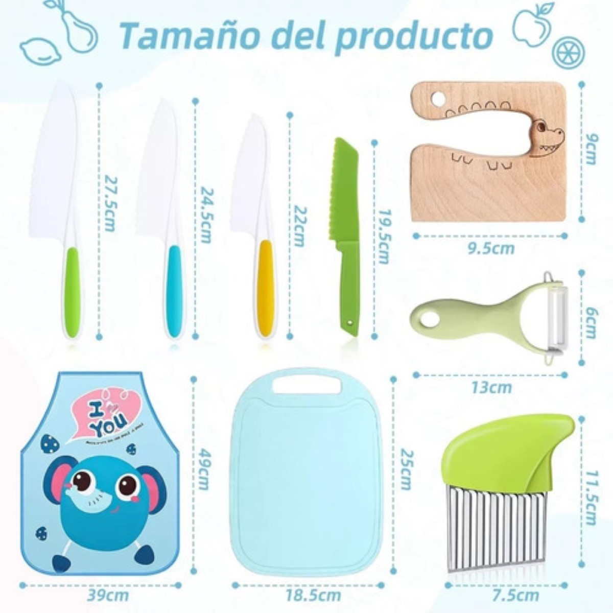 Cuchillos Seguros Para Niños Pequeños De Frutas Para Cocinar azul colores