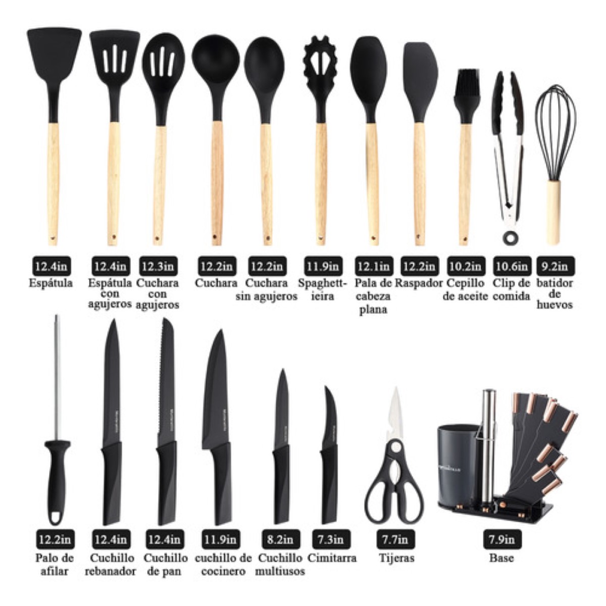 Monteratillo Set: Cuchillos Y Utensilios De Cocina 39 Pzas negro