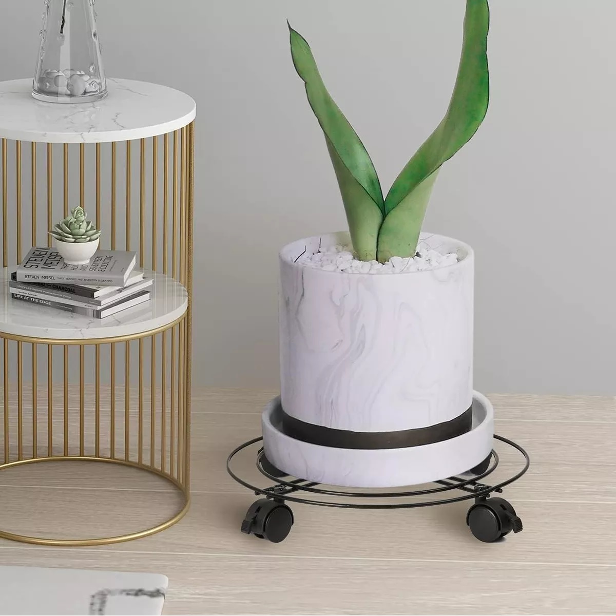 Base De Maceta De Metal Con Ruedas, 3 Uds.