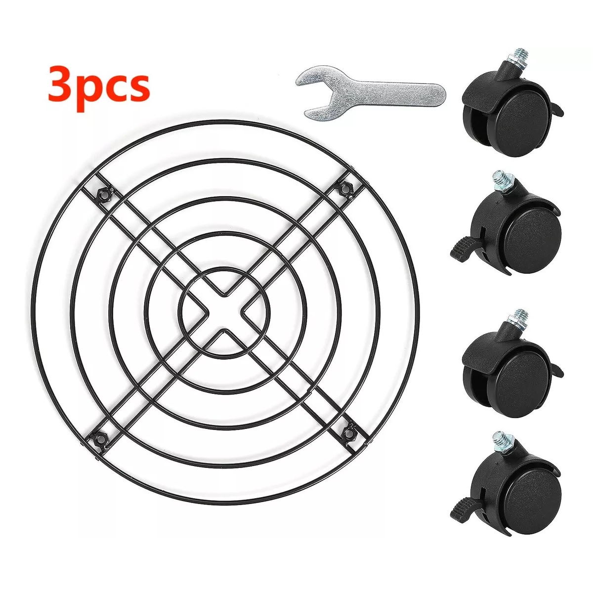 Base De Maceta De Metal Con Ruedas, 3 Uds.
