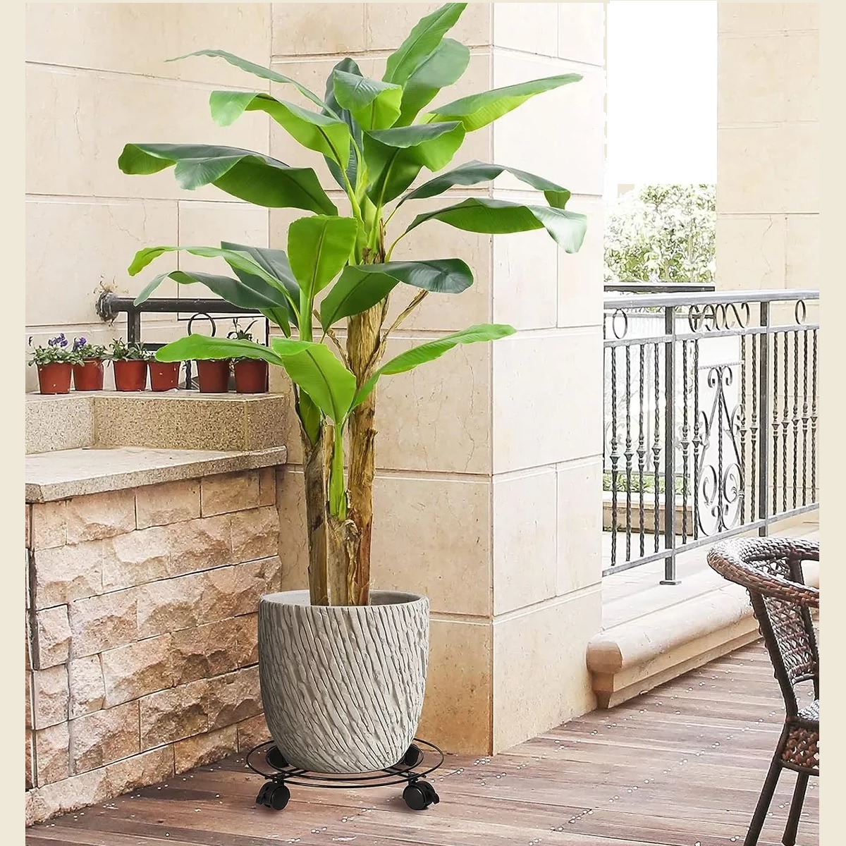 Base De Maceta De Metal Con Ruedas, 3 Uds.