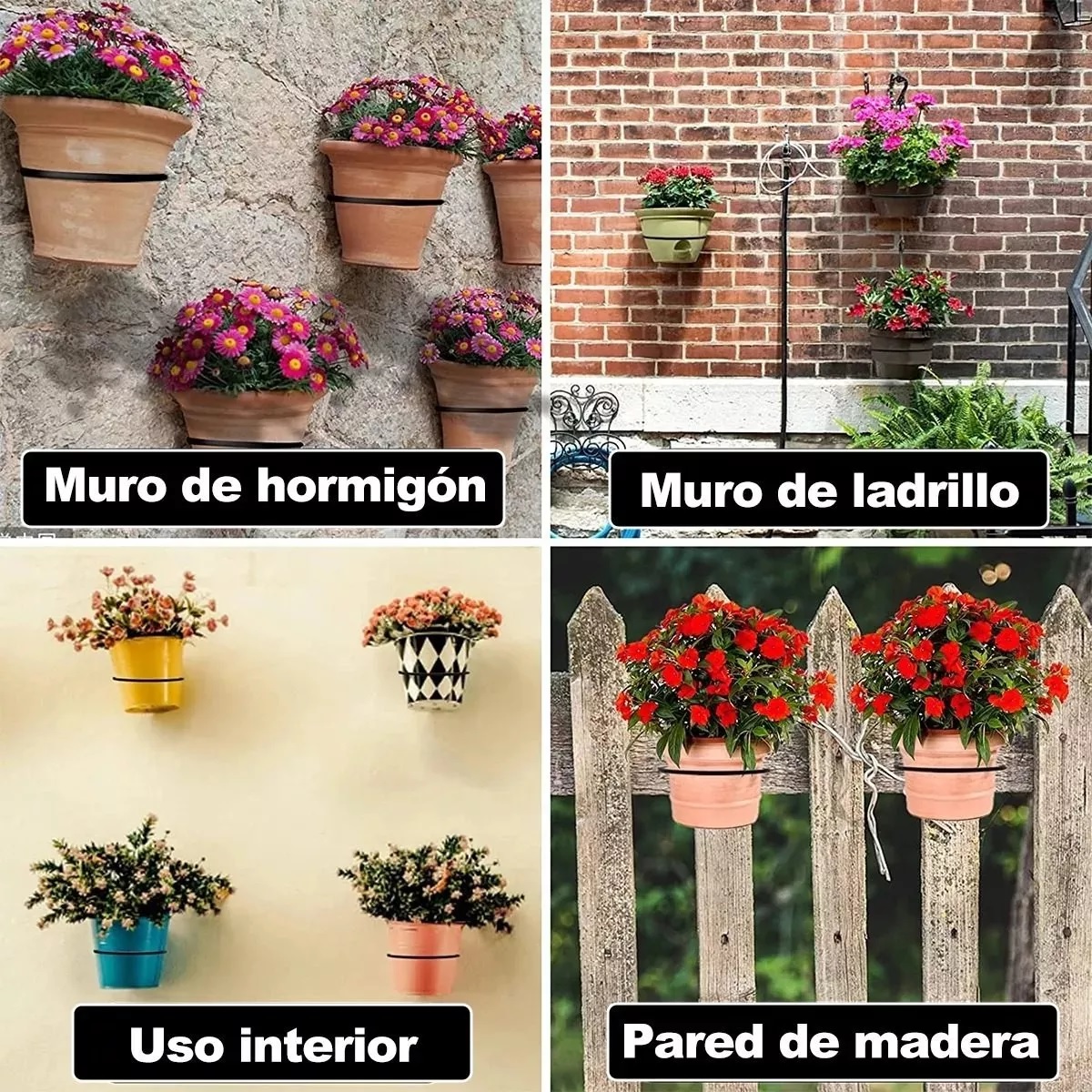Porta Soporte Para Macetas Pared Decoración De Herrería 6pzs
