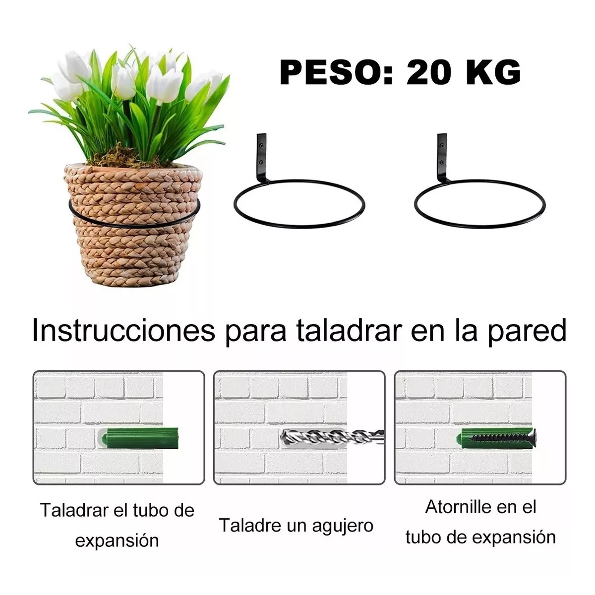 Porta Soporte Para Macetas Pared Decoración De Herrería 6pzs