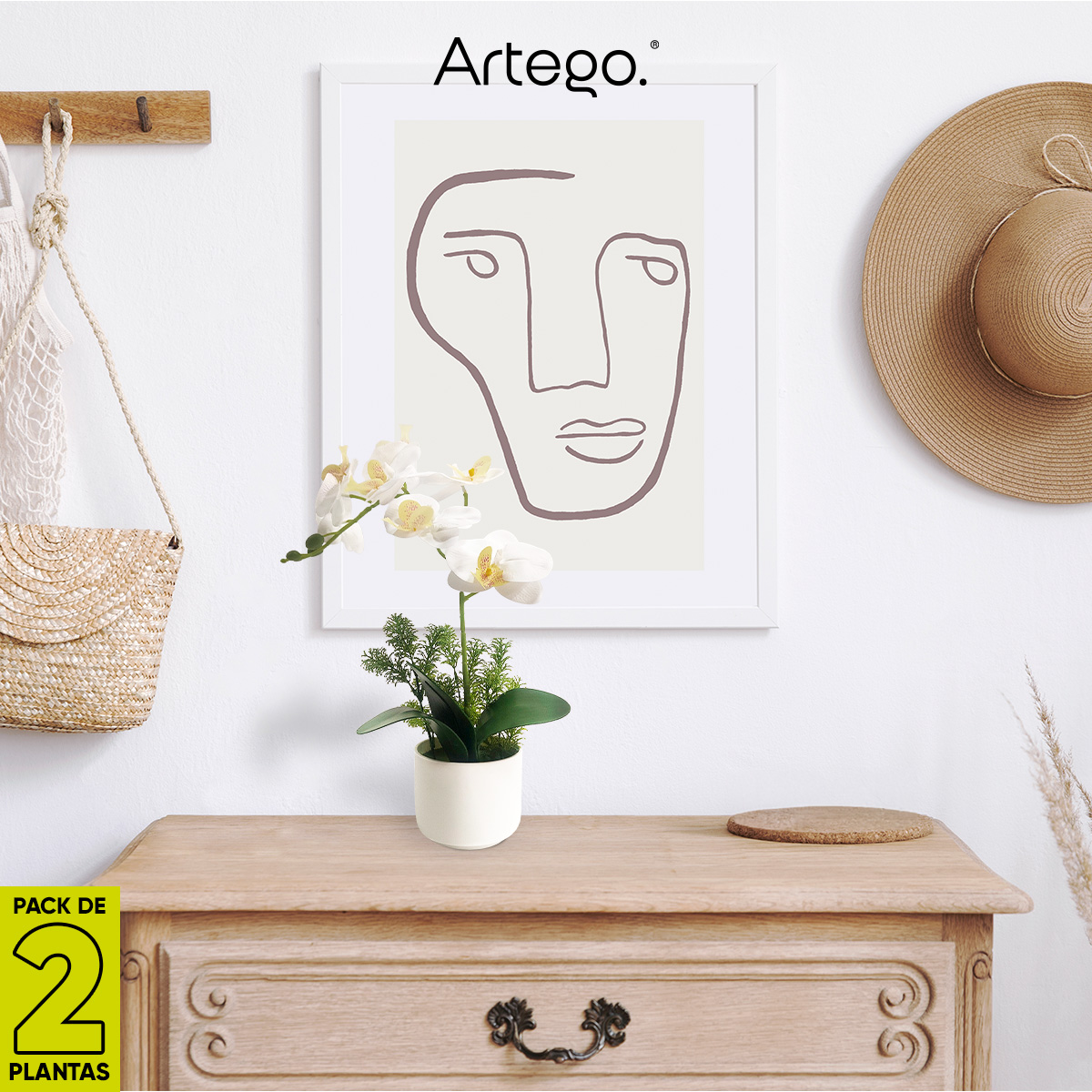Planta artificial moderna con maceta decorativa Real Style Orquídea Compacta Pack de 2 unidades de 40cm de alto Artego para hogar sala comercio oficina Novia