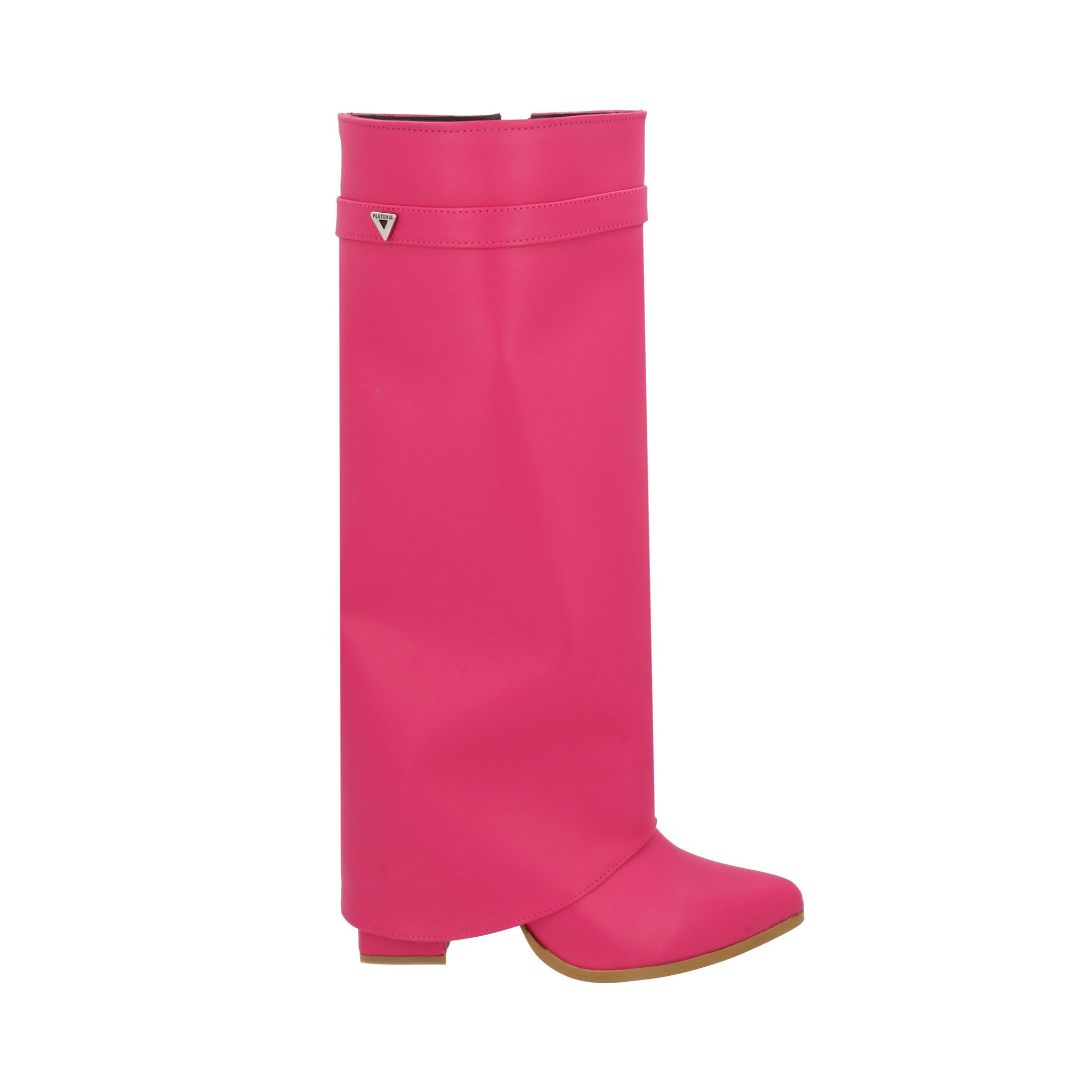 Platonia | Bota Puntal De Tacón Larga Maxi Francia Platonia | Cabra Piel Sintético | Bota Maxi Con Capucha Trendy Para Mujer | Cierre Lateral Reforzado