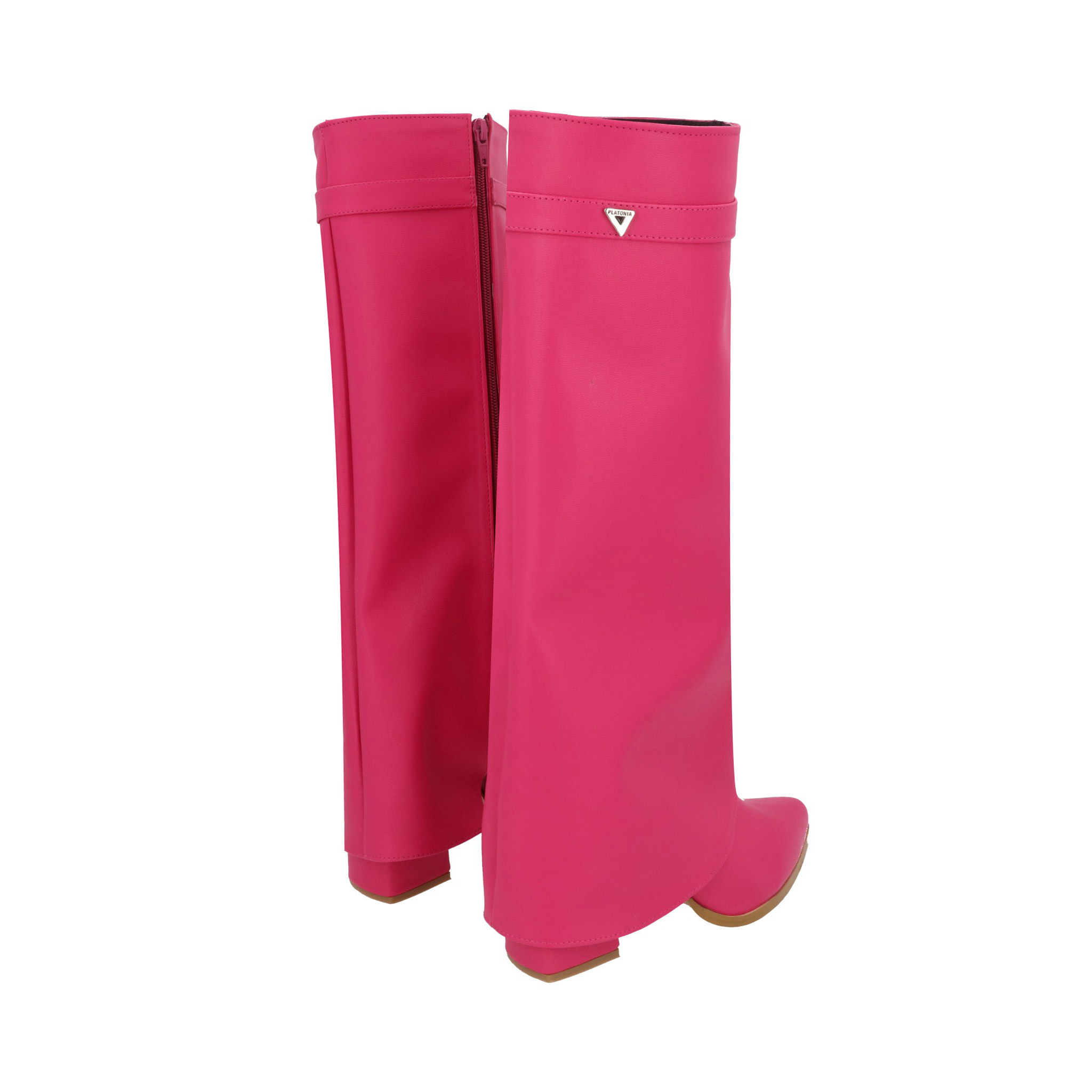 Platonia | Bota Puntal De Tacón Larga Maxi Francia Platonia | Cabra Piel Sintético | Bota Maxi Con Capucha Trendy Para Mujer | Cierre Lateral Reforzado