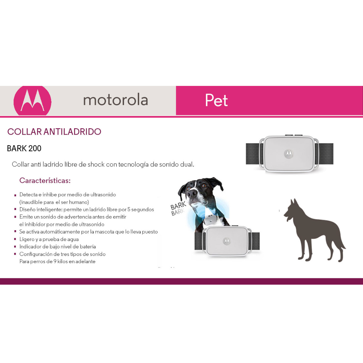 Antiladrido Collar MOTOROLA vibración y sonido ultrasónico