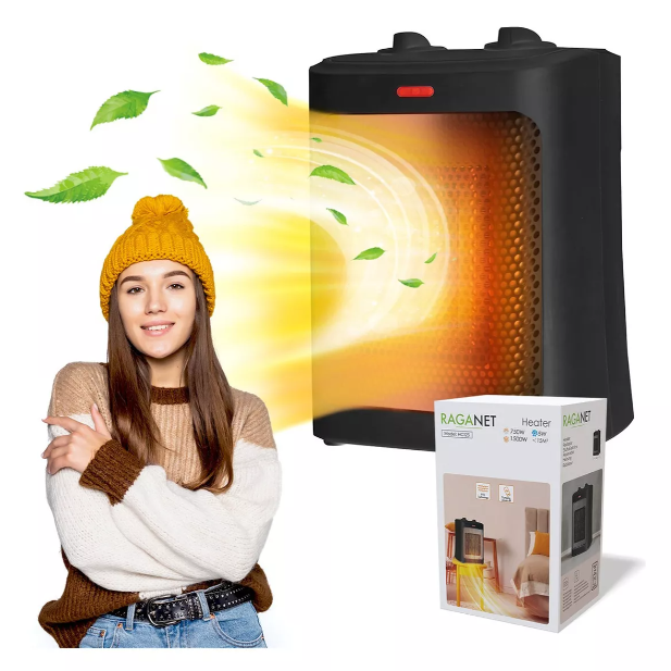 Calentador eléctrico compacto para interiores  portátil cerámica PTC c/ ventilación negro 127V T