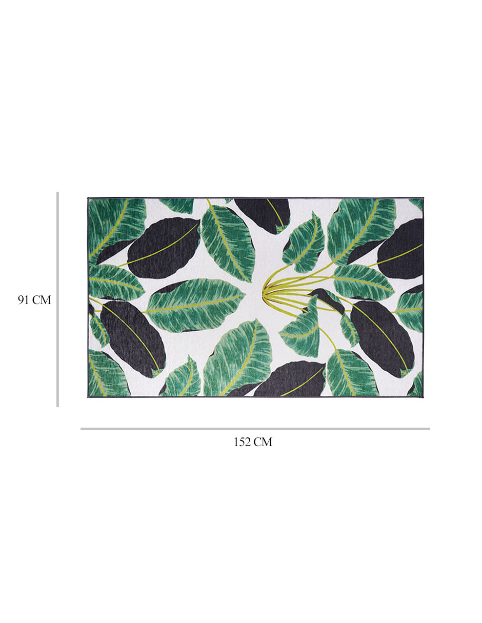 Tapete Alfombra Decorativo Lavable Hojas de Selva Tropical Esmeralda - Fine Art Tj