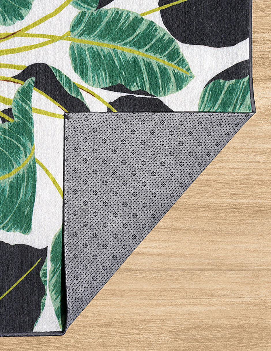 Tapete Alfombra Decorativo Lavable Hojas de Selva Tropical Esmeralda - Fine Art Tj