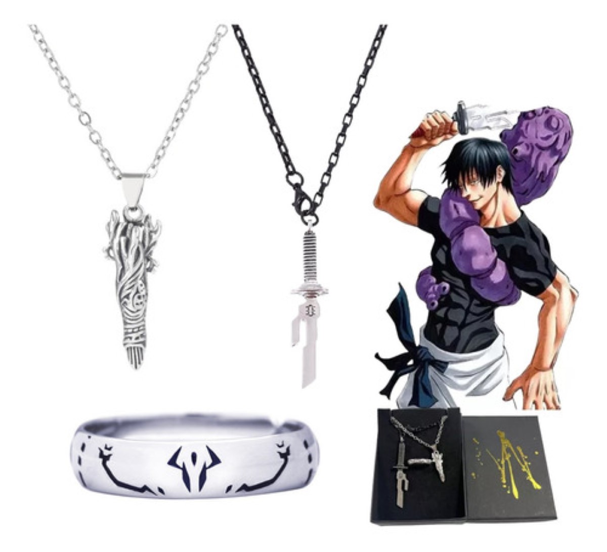 3pz Collar Espada Toji Fushiguro Alabarda plata negro 