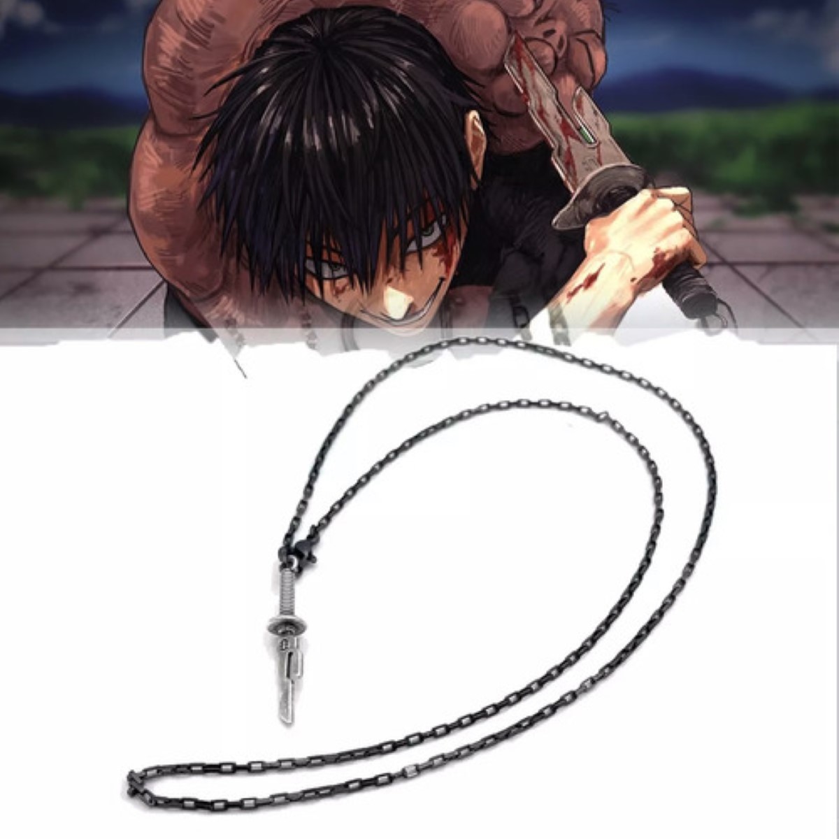 3pz Collar Espada Toji Fushiguro Alabarda plata negro 