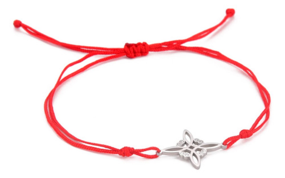 Nudo De Bruja 2pcs ,collar Y Pulsera Nudo De Bruja rojo plata