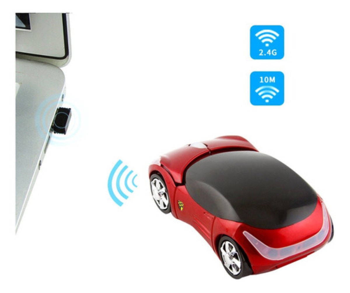 Ratón Inalámbrico 2,4g Con Forma De Coche Deportivo Ferrari rojo