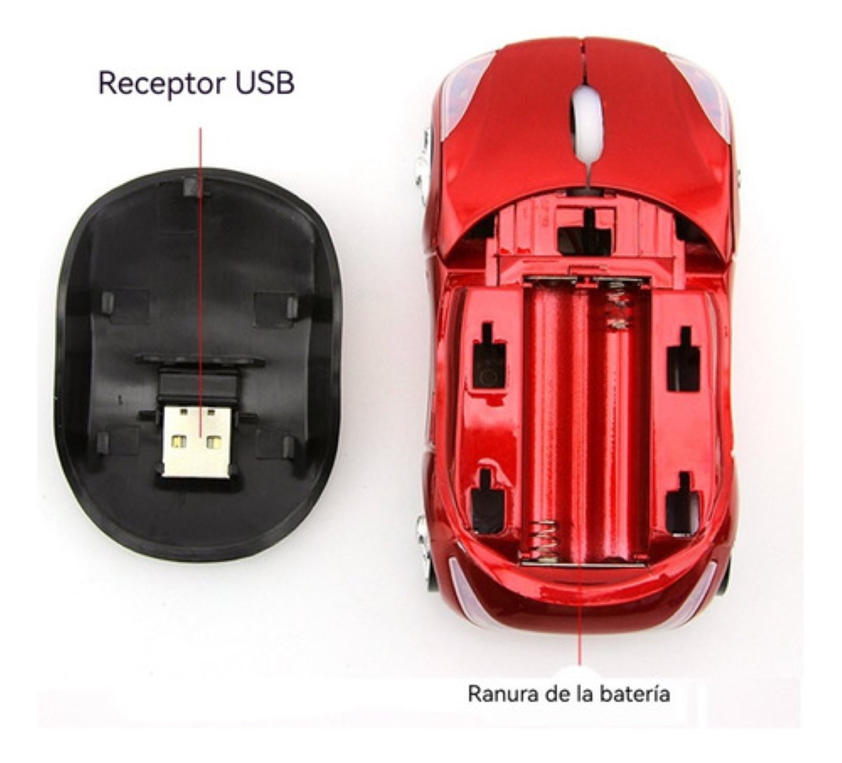 Ratón Inalámbrico 2,4g Con Forma De Coche Deportivo Ferrari rojo