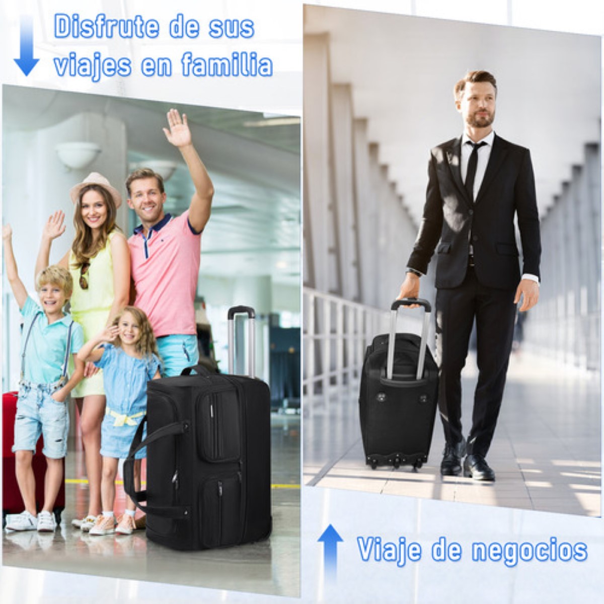 Maletas Viaje Con Ruedas Bolsa De Viaje Mujer 22 Pulgadas negro