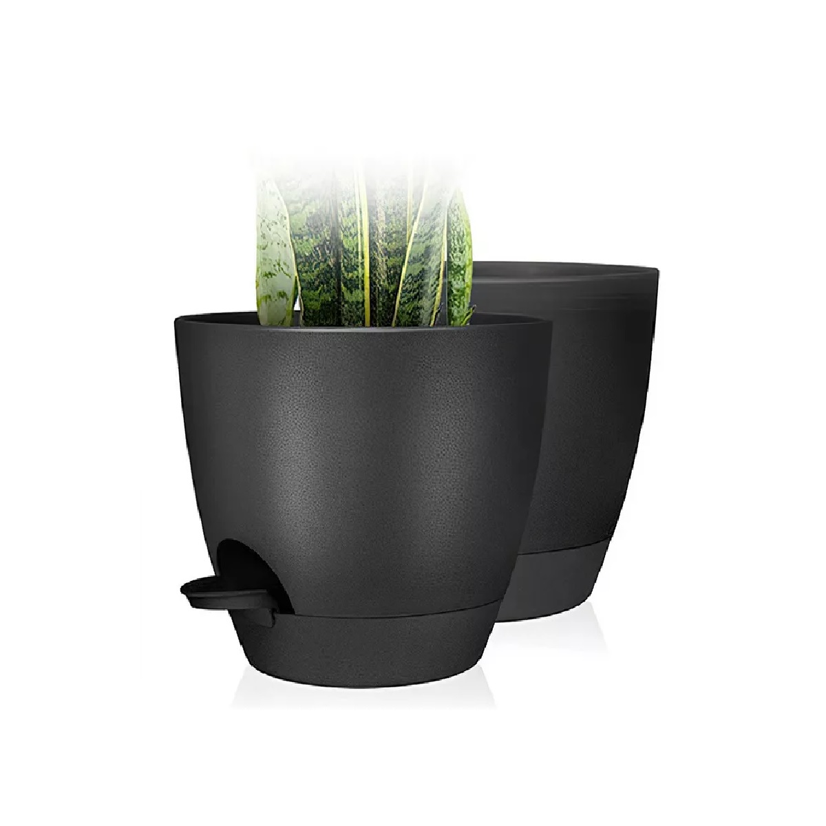Macetas Moderna Minimalista Interior Exterior Plástico, 2pcs Negro