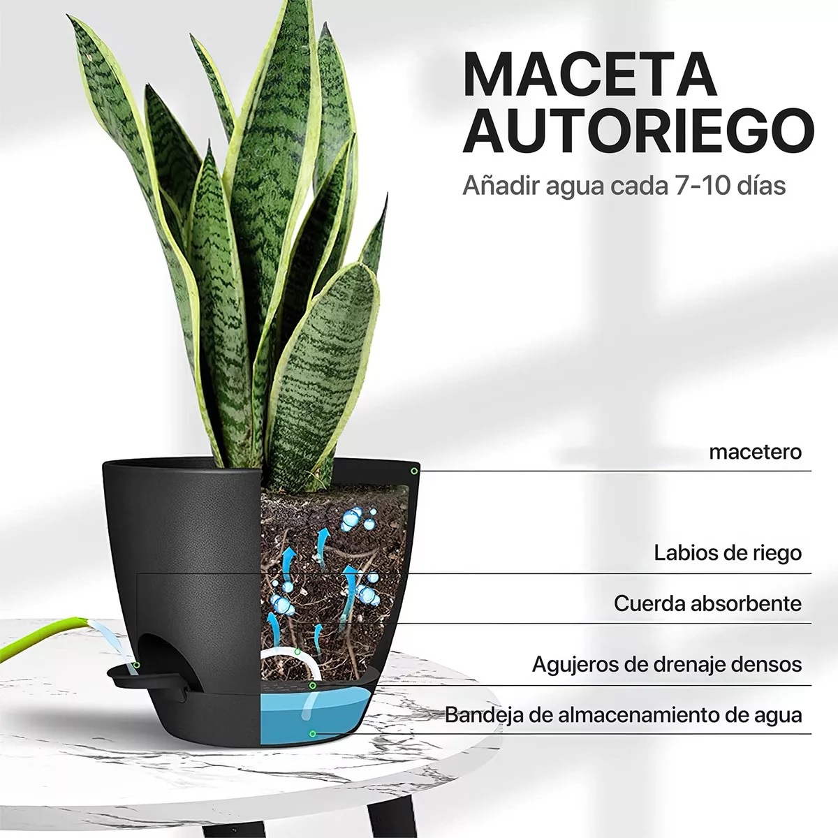 Macetas Moderna Minimalista Interior Exterior Plástico, 2pcs Negro