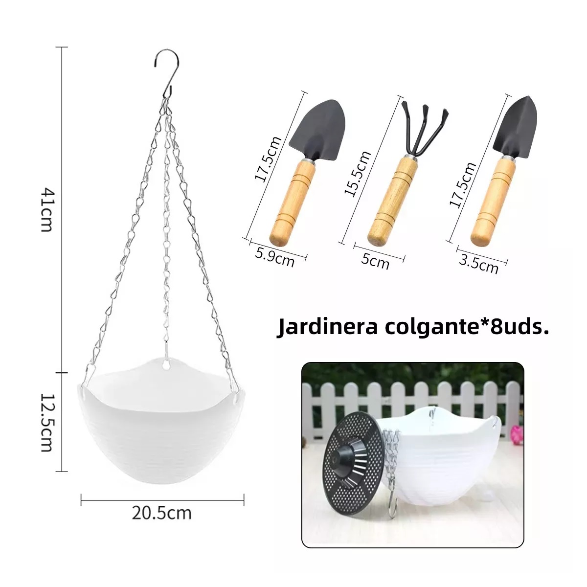 10 Macetas Plástico Colgantes Con Gancho Cadena Para Jardín