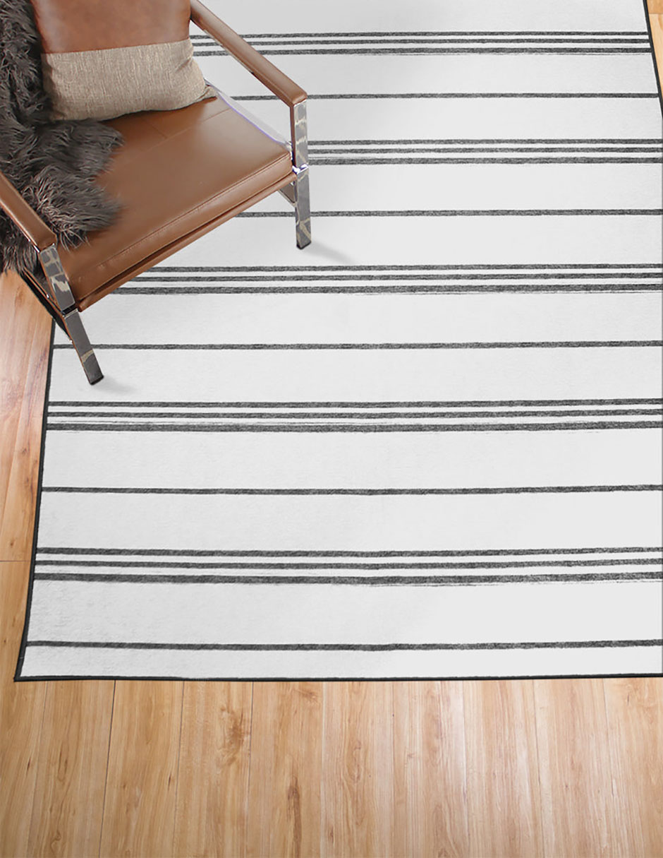 Tapete Alfombra Decorativo Lavable Rayas Gris - Fine Art Tj