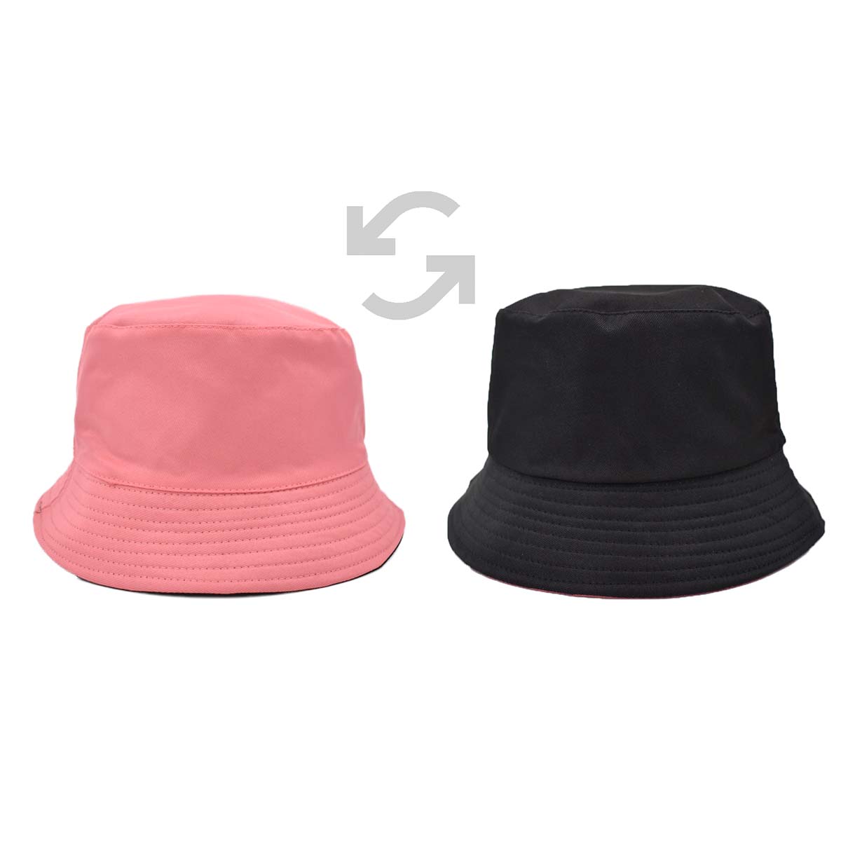 Sombrero Bucket Doble Vista Negro/Coral