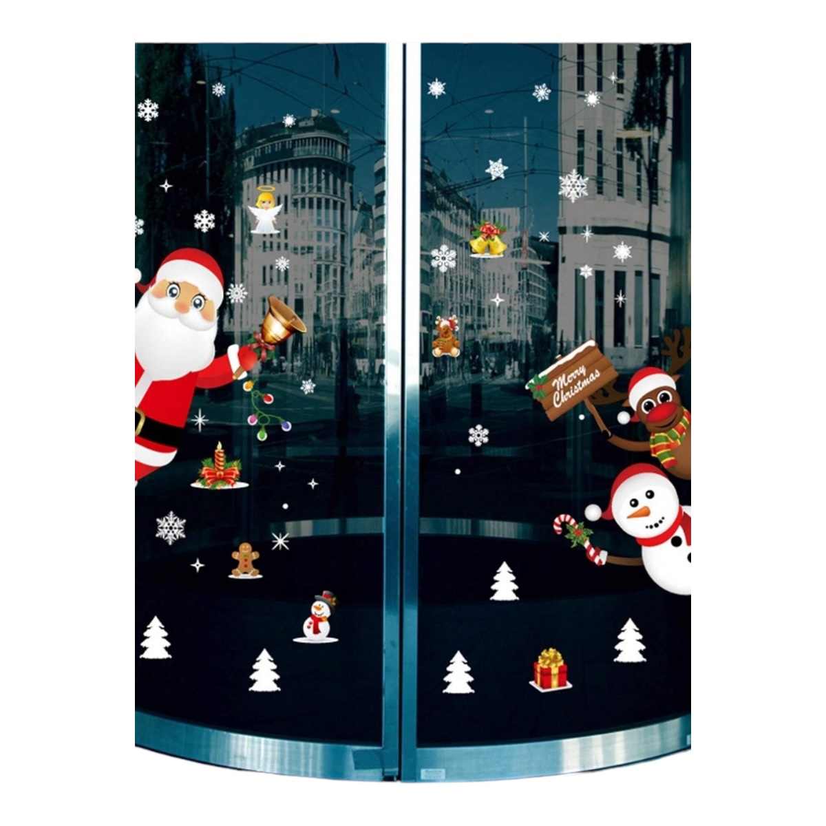 Vinil Autoadherible Navideño Decoración Santa Ventana 43 Pza