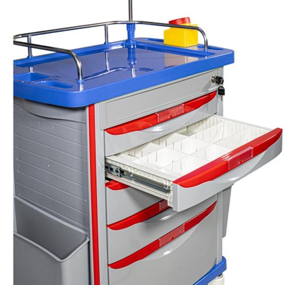 Carro Rojo De Emergencia Paro Abs Aluminio 5 Cajones