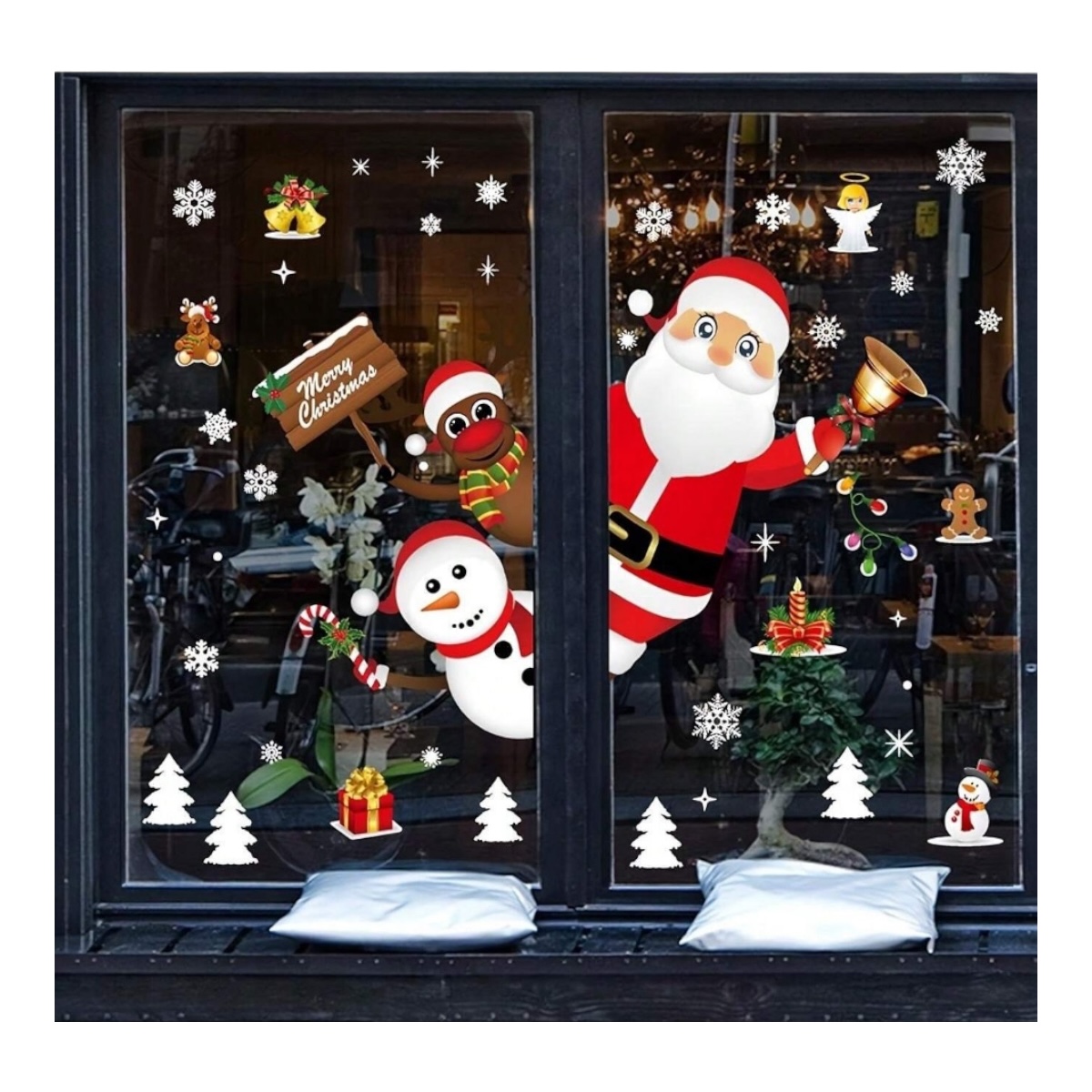 Vinil Autoadherible Navideño Decoración Santa Ventana 43 Pza