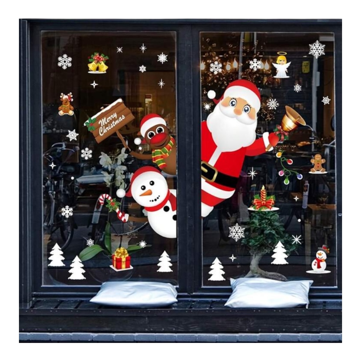 Vinil Autoadherible Navideño Decoración Santa Ventana 43 Pza