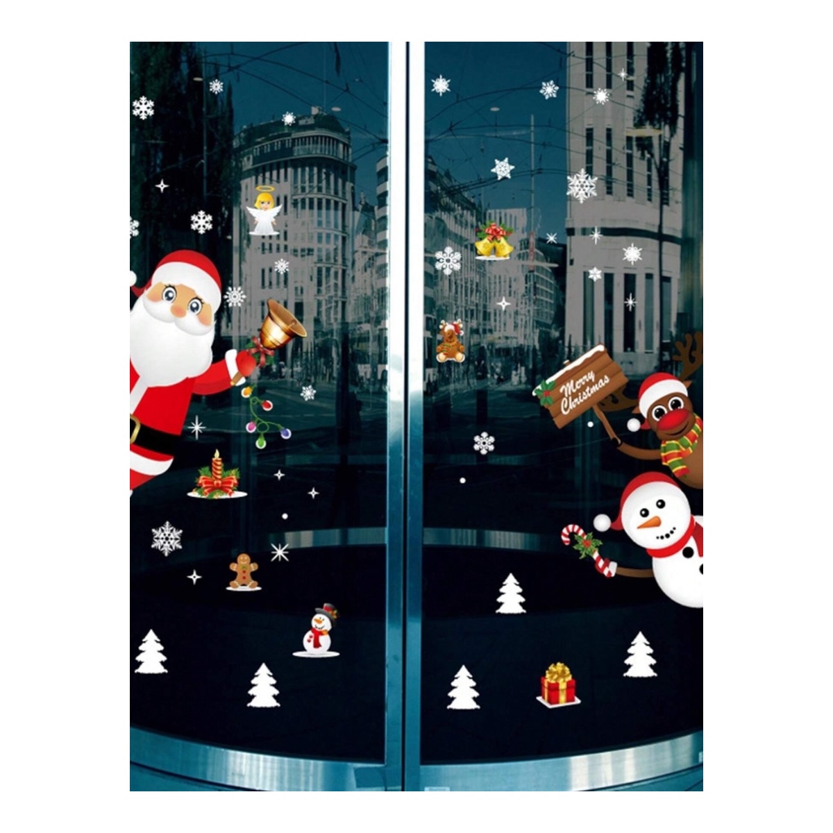Vinil Autoadherible Navideño Decoración Santa Ventana 43 Pza