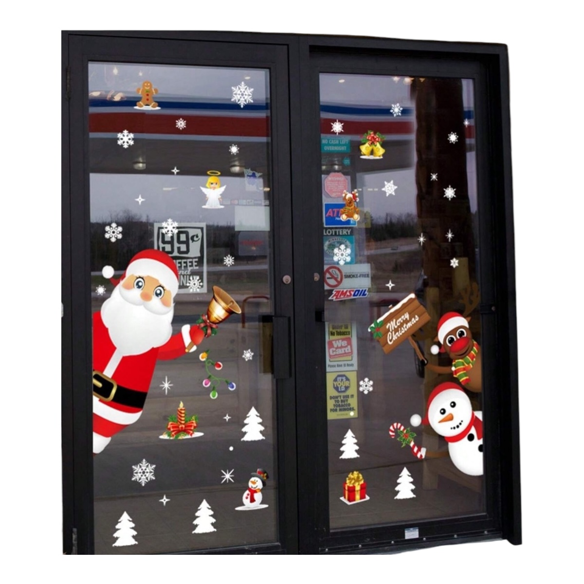Vinil Autoadherible Navideño Decoración Santa Ventana 43 Pza
