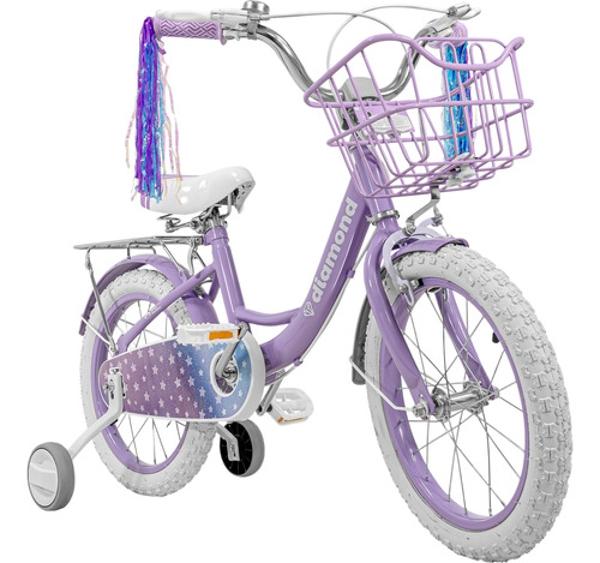 Bicicleta Infantil Morada Niña Rodada 16 Con Canasta