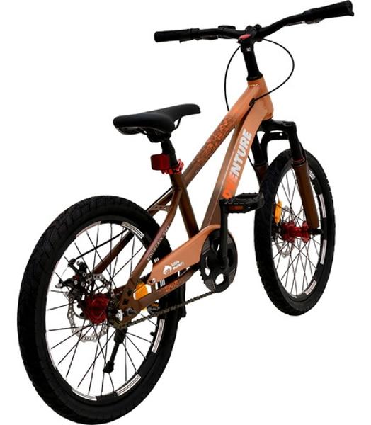 Bicicleta Infantil Niños Rodada 20 Cuadro Acero Frenos Disco Naranja