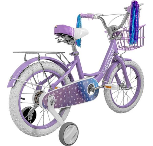 Bicicleta Infantil Morada Niña Rodada 16 Con Canasta