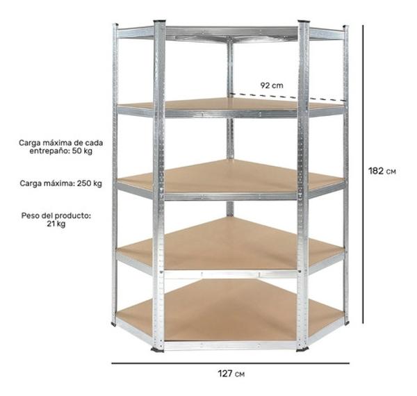 Anaquel Estante Esquinero Metalico Pentagonal Para 250kg